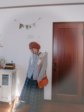 「Bleu Bleuet（ブルーブルーエ）のアイテム（ハンチング/ベレー帽）」を使った、mek0さん（レディース・151cm）の冬コーディネート