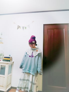 「ehka sopo（エヘカソポ）のアイテム（ニットキャップ/ビーニー）」を使った、mek0さん（レディース・151cm）の冬コーディネート