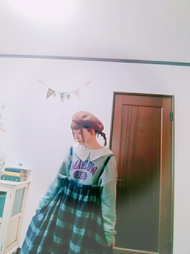 「Bleu Bleuet（ブルーブルーエ）のアイテム（ハンチング/ベレー帽）」を使った、mek0さん（レディース・151cm）の冬コーディネート