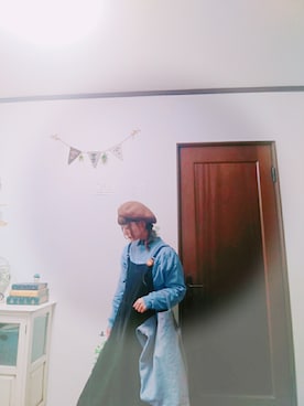 「Bleu Bleuet（ブルーブルーエ）のアイテム（ハンチング/ベレー帽）」を使った、mek0さん（レディース・151cm）の冬コーディネート