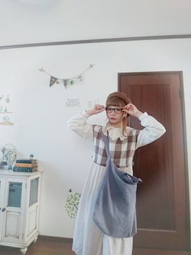 「Bleu Bleuet（ブルーブルーエ）のアイテム（ハンチング/ベレー帽）」を使った、mek0さん（レディース・151cm）の冬コーディネート