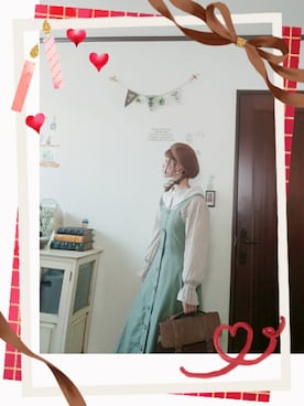 「Bleu Bleuet（ブルーブルーエ）のアイテム（ハンチング/ベレー帽）」を使った、mek0さん（レディース・151cm）の冬コーディネート
