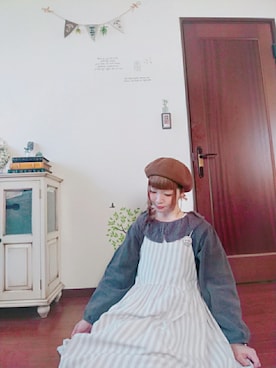 「Bleu Bleuet（ブルーブルーエ）のアイテム（ハンチング/ベレー帽）」を使った、mek0さん（レディース・151cm）の冬コーディネート