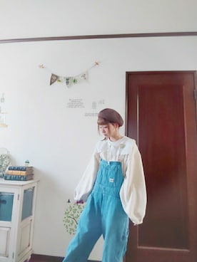 「いつもありがとうございます」｜「アイテム（サロペット/オーバーオール）」を使った、mek0さん（レディース・151cm）の冬コーディネート