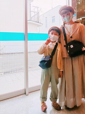 「Bleu Bleuet（ブルーブルーエ）のアイテム（ハンチング/ベレー帽）」を使った、mek0さん（レディース・151cm）の春コーディネート