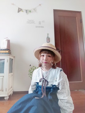「いつもありがとうございます」｜「アイテム（ジャンパースカート）」を使った、mek0さん（レディース・151cm）の春コーディネート