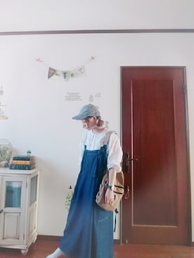 「いつもありがとうございます」｜「アイテム（ジャンパースカート）」を使った、mek0さん（レディース・151cm）の夏コーディネート