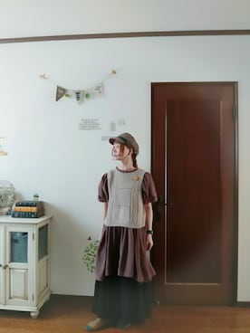 「RETRO GIRL（レトロガール）のアイテム（帽子）」を使った、mek0さん（レディース・151cm）の夏コーディネート