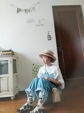 「いつもありがとうございます」｜「アイテム（サロペット/オーバーオール）」を使った、mek0さん（レディース・151cm）の夏コーディネート