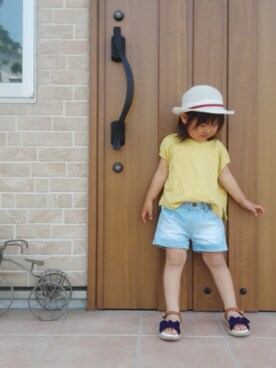 「Familiar （ファミリア）のアイテム（帽子）」を使った、nao＊*さん（キッズ・90cm）の夏コーディネート