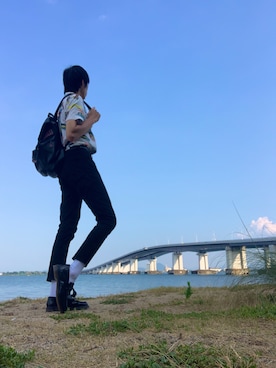 「アロハシャツ」｜意味深さん（メンズ・186cm）の夏コーディネート