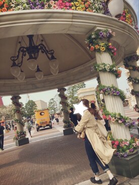 「disney」｜「アイテム（トレンチコート）」を使った、てりさん（レディース・161cm）の春コーディネート