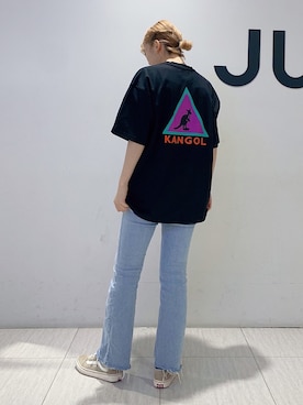 「KANGOL（カンゴール）のアイテム（Tシャツ/カットソー）」を使った、shioriさん（レディース・164cm）の夏コーディネート