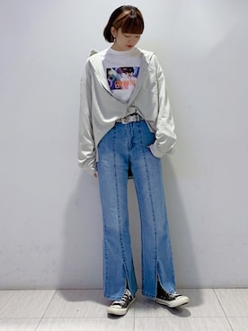 「JUNRED（ジュンレッド）のアイテム（スウェット）」を使った、shioriさん（レディース・164cm）の冬コーディネート