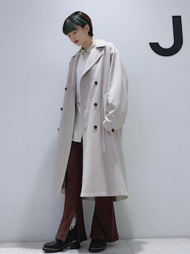 「JUNRED（ジュンレッド）のアイテム（トレンチコート）」を使った、shioriさん（レディース・164cm）の冬コーディネート