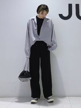 「JUNRED（ジュンレッド）のアイテム（パンツ）」を使った、shioriさん（レディース・164cm）の春コーディネート