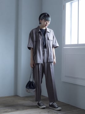 「JUNRED（ジュンレッド）のアイテム（パンツ）」を使った、shioriさん（レディース・164cm）の春コーディネート