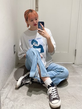 「JUNRED（ジュンレッド）のアイテム（トップス）」を使った、shioriさん（レディース・164cm）の夏コーディネート