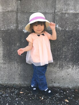 「アイテム（バレエシューズ、ブラック系）」を使った、haru.mii.ariさん（キッズ・80cm）の夏コーディネート