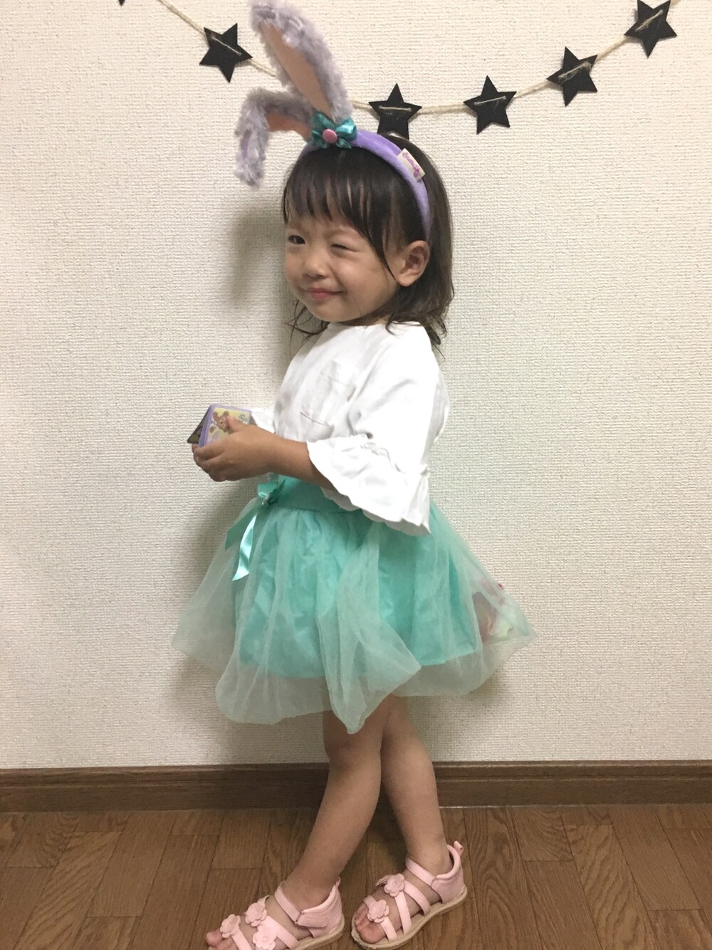 「ステラルー、カチューシャ、チュールスカート、女の子、娘、2歳」｜「Disneyのアイテム（カチューシャ、パープル系）」を使った、haru.mii.ariさん（キッズ・80cm）の夏コーディネートの1枚目の写真