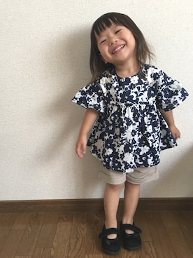 「娘」｜「アイテム（バレエシューズ）」を使った、haru.mii.ariさん（キッズ・80cm）の夏コーディネート