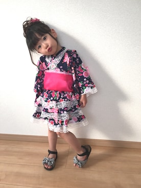 「韓国子供服bee」｜haru.mii.ariさん（キッズ・90cm）の春コーディネート
