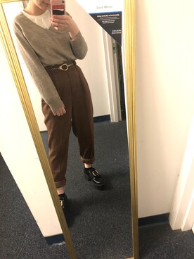 「stradivarius（ストラディバリウス）のアイテム（ローファー）」を使った、🌸さん（レディース・155cm）の冬コーディネート
