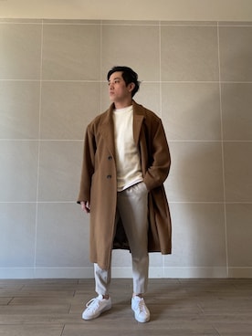 「MONKEY TIME（モンキータイム）のアイテム（チェスターコート）」を使った、Takashi.e.rさん（メンズ・165cm）の冬コーディネート