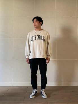 「coca（coca）（コカ）のアイテム（スウェット）」を使った、Takashi.e.rさん（メンズ・165cm）の春コーディネート