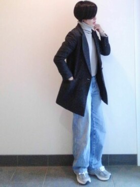 「Spick & Span（スピックアンドスパン）のアイテム（チェスターコート）」を使った、裕輔さん（レディース・161cm）の冬コーディネート