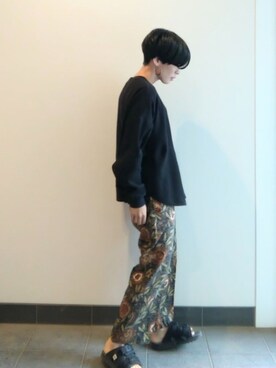 「KBF（ケイビーエフ）のパンツ（その他パンツ、ブラック系）」を使った、裕輔さん（レディース・161cm）の春コーディネート