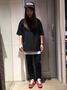 「BEN DAVIS（ベンデイビス）のアイテム（帽子）」を使った、SAYAKAさん（レディース・159cm）の春コーディネート
