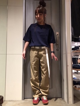 「BEN DAVIS（ベンデイビス）のアイテム（パンツ）」を使った、SAYAKAさん（レディース・159cm）の春コーディネート