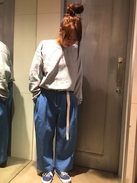 「BEN DAVIS（ベンデイビス）のアイテム（スウェット）」を使った、SAYAKAさん（レディース・159cm）の秋コーディネート