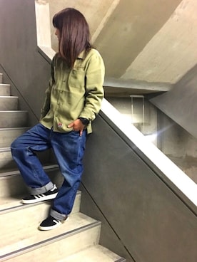 「BEN DAVIS（ベンデイビス）のアイテム（トップス）」を使った、SAYAKAさん（レディース・159cm）の冬コーディネート