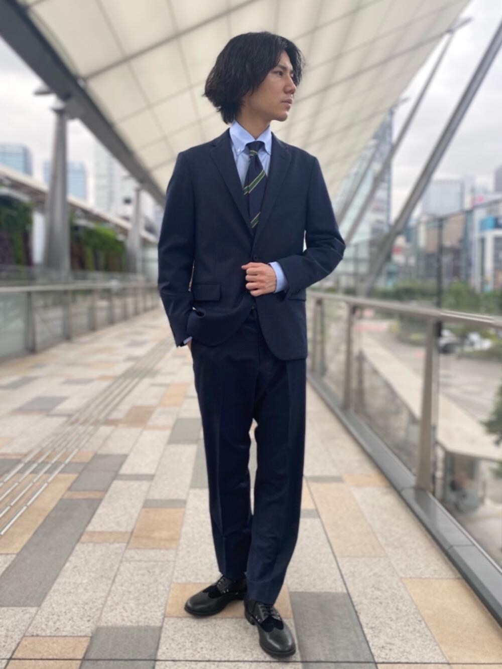 WORK TRIP OUTFITS スーツ　セットアップ　トラベル　ネイビー　S WORK TRIP OUTFITS GREEN LABEL RELAXINGのスーツジャケットを