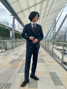 「ビジネス」｜「アイテム（スーツジャケット）」を使った、Mizuki　Inoueさん（メンズ・173cm）の秋コーディネート