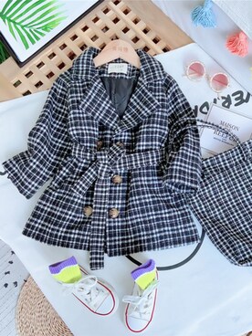 「キッズファッション」｜「アイテム（トレンチコート）」を使った、Little.cさん（キッズ・110cm）の秋コーディネート