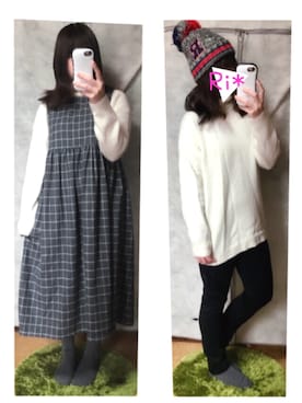 「ROXY（ロキシー）のアイテム（ニットキャップ/ビーニー）」を使った、Ri*さん（レディース・152cm）の冬コーディネート