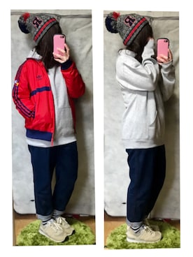 「ROXY（ロキシー）のアイテム（ニットキャップ/ビーニー）」を使った、Ri*さん（レディース・152cm）の冬コーディネート