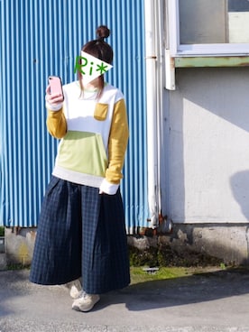「NIRAME.CO（ニラメッコ）のアイテム（スウェット）」を使った、Ri*さん（レディース・152cm）の春コーディネート