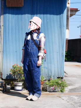 「にらめっこーで」｜「アイテム（オールインワン・サロペット）」を使った、Ri*さん（レディース・152cm）の夏コーディネート