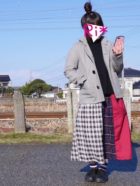 「NIRAME.CO（ニラメッコ）のアイテム（スカート）」を使った、Ri*さん（レディース・152cm）の冬コーディネート