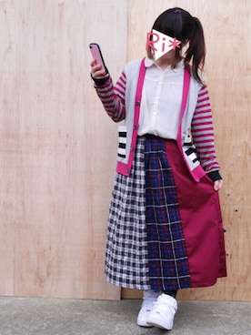 「NIRAME.CO（ニラメッコ）のアイテム（スカート）」を使った、Ri*さん（レディース・152cm）の冬コーディネート