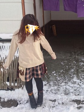 「NIRAME.CO（ニラメッコ）のアイテム（スカート）」を使った、Ri*さん（レディース・152cm）の冬コーディネート