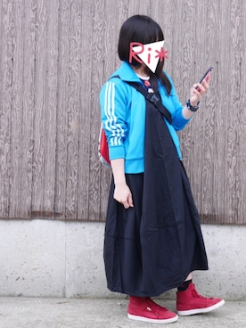 「にらめっこーで」｜「アイテム（ジャージ）」を使った、Ri*さん（レディース・152cm）の夏コーディネート