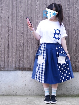 「NIRAME.CO（ニラメッコ）のアイテム（スカート）」を使った、Ri*さん（レディース・152cm）の夏コーディネート