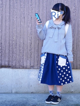 「NIRAME.CO（ニラメッコ）のアイテム（スカート）」を使った、Ri*さん（レディース・152cm）の秋コーディネート