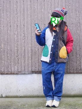 「ROXY（ロキシー）のアイテム（ニットキャップ/ビーニー）」を使った、Ri*さん（レディース・152cm）の冬コーディネート
