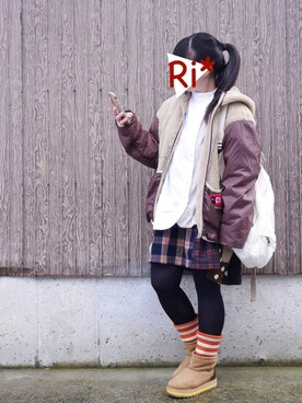 「NIRAME.CO（ニラメッコ）のアイテム（スカート）」を使った、Ri*さん（レディース・152cm）の冬コーディネート